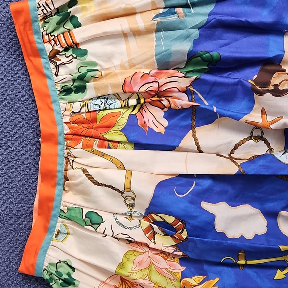 ANTONIO MELANI Evie Cotton A-line Maxi Skirt: Ocean Print: Size-14 - Picture 6 of 16